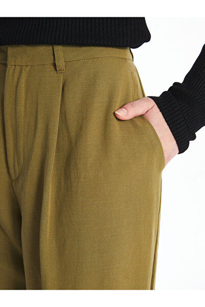 LC Waikiki Vizyon New Season Loose Fit Straight Linen Blend Women's Trousers