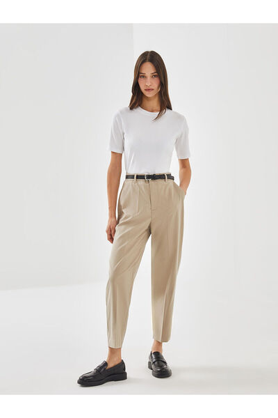 LC Waikiki Lcw Vision Beige Waist Belt Loose Fit Women's Trousers