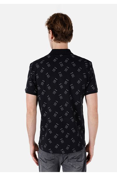 Colin's Regular Fit Polo Neck Printed Men's Black Short Sleeve T-Shirt