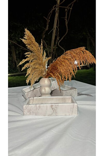 CİHAN MARBLE Doğal mermerden organizer tepsi (sabunluk, yağdanlık, takı ve ko...