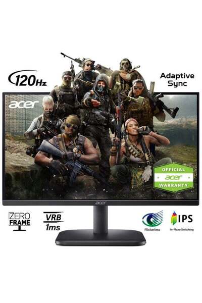 ACER 24" FHD, IPS 120Hz, 1ms, with, Speakers, AMD FreeSync ZeroFrame - EK241Y G | Black