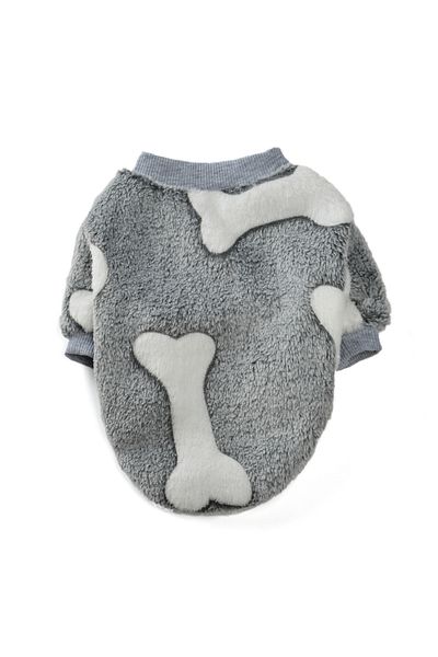 Choice S Grey Bone Fashion Pet Cat Clothes Winter Warm Sweatshirt Soft Cozy Cute Kitten Costume Hoodie Kitt