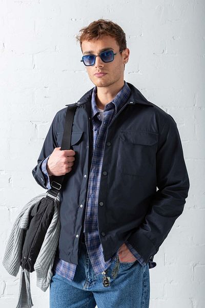 ablukaonline Мъжко яке Slim Fit с яка отпред, тъмносиньо
