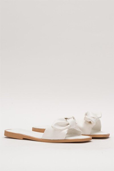 Liger Women's White Bow Casual Summer Slippers