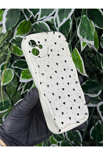 Store IPHONE 12 UYUMLU MİNİ KALP BASKILI DESENLİ SİLİKON KILIF