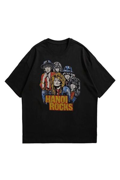 weywot تي شيرت ريترو هانوي روكس مطبوع بتفاصيل مطبوعة للجنسين، كاجوال ومريح لل...