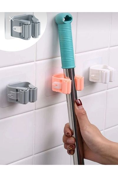 NEHAN 1 Single Wall Adhesive Mop Holder Apparatus Stick Hanger