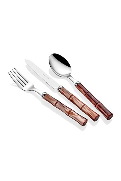 RİVADOSSİ SANDRO Bamboo 24 Parça Kaşık Seti Kahverengi