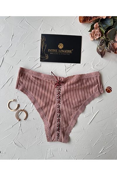 İntive Lingerie Lola Transparent Back Tie Detailed Cotton Fancy/Daily Use Panties/Tanga (Limited)