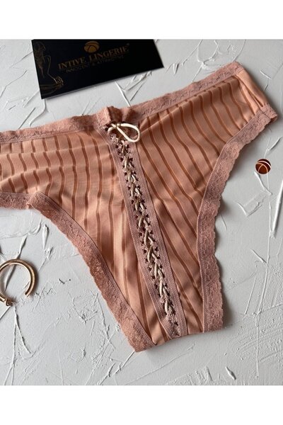 İntive Lingerie Lola See-through Back Tie Detail Βαμβακερό φανταχτερό/καθημερινό εσώρουχο/στρινγκ (Limited)