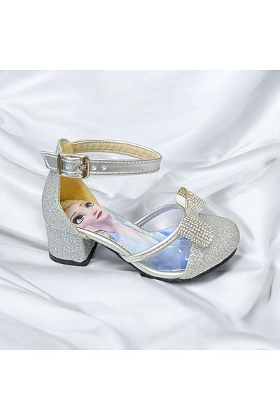 pediashoes Girl's Lame Color Heeled Transparent Edge Evening Shoes