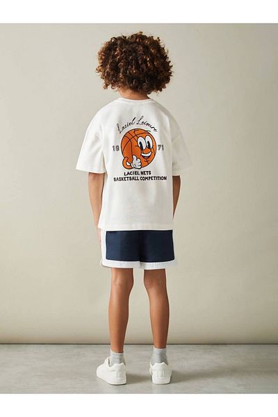 Next Baby Little Twins Cotton White Basket Ball Pattern Short Sleeve Bottom Top Set
