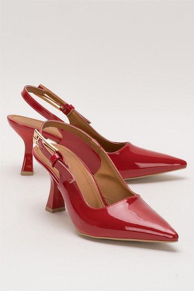Liger Women's 8 cm Heeled Shoes Red Pointed Toe Open Back