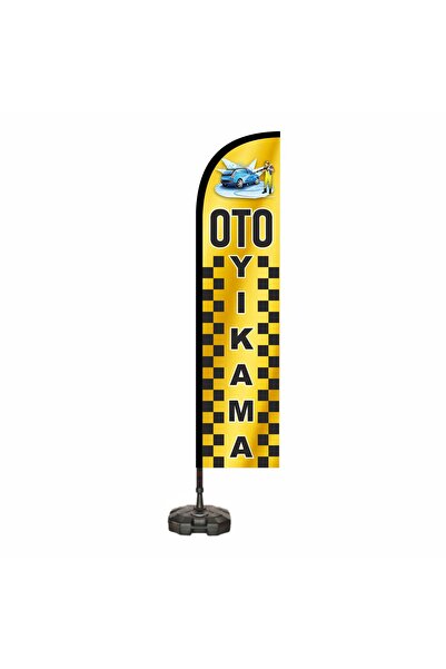 CMB SHOP OTO YIKAMA Yelken Plaj Bayrağı Canlı Kaliteli Raşel Kumaş Baskı Bayrak 75cm x 300cm 1 ADET