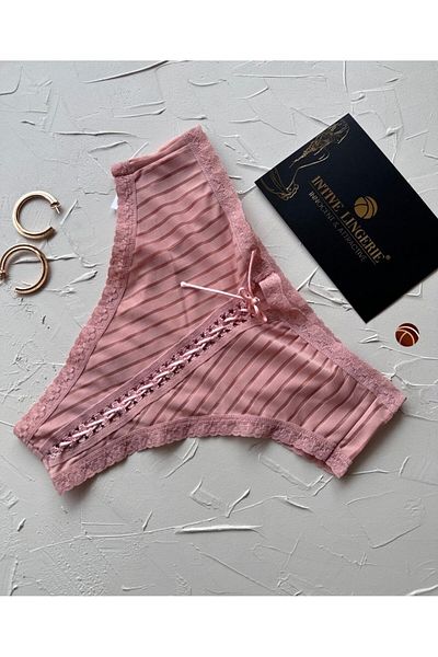 İntive Lingerie Lola Transparent Back Tie Detail Cotton / Daily Use Panties / Thong (Limited)
