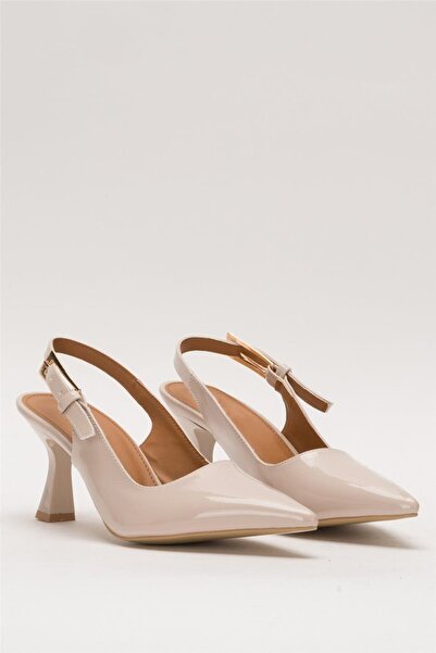 Liger Women's 8 cm Heeled Shoes Beige - Pointed Toe Open Back