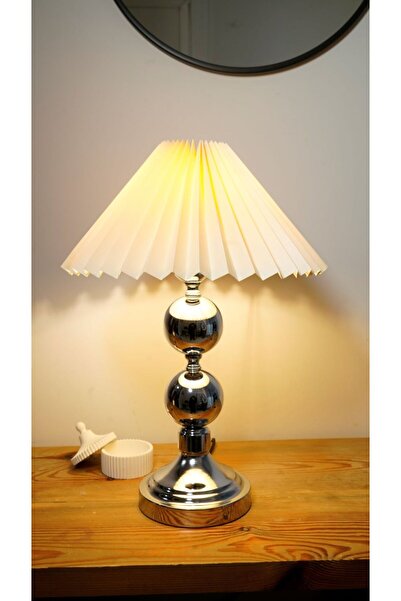 retro home design Umbrella Şapkalı Krom Ayaklı Dejavu Modern Abajur Masa Lamb...