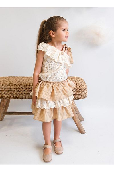 Pinkitokids Beril 2 Piece Skirt-Blouse Girl's Set
