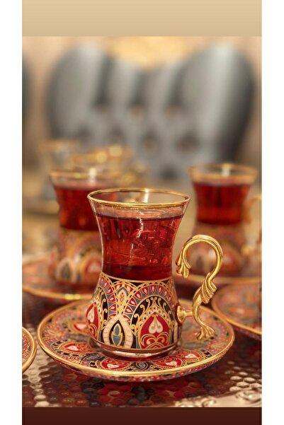 MİHMAN HOME 12 Piece İncebelli Blue Rug Tea Set