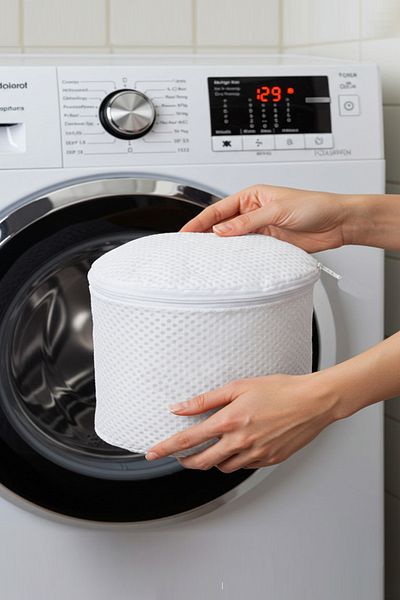 PARİS HOME White Zippered Underwear Washing Net Bag 20X10 cm Washing Net