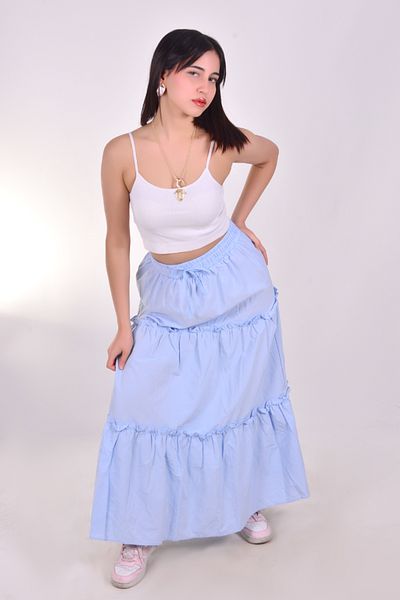 Melike Bakar Boutique Fusta lungă de bază cu talie elastică