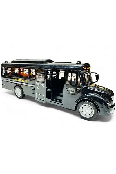 FEN TOYS Bus Toy Police Bus with Siren Sound and Light 23 cm