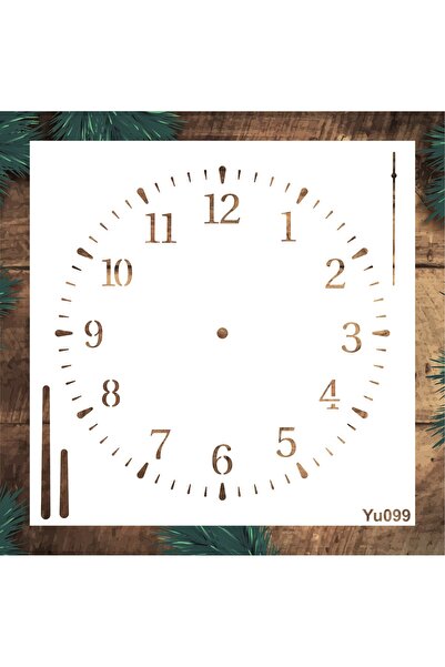 STENCİLTASARIM Stencil Tasarım YU099 Saat- Dekoratif Duvar, Eşya,kumaş,fayans Boyama Şablonları