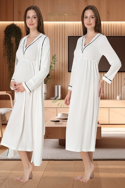 Puerpera ملابس نوم وثوب نوم للأمهات الحوامل من Effortt Ribbed 4055