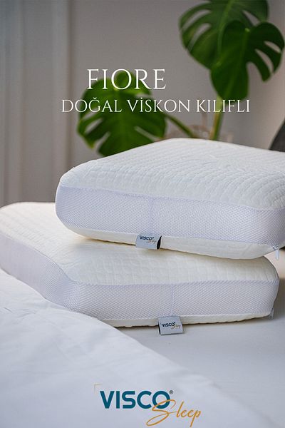 visco sleep Visco Pillow Ergonomic Pillow Fiore Natural Viscose Pillow with Cover 65X40X14 cm