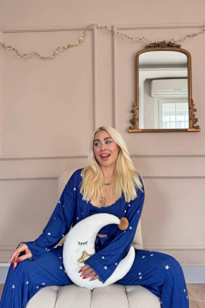 Pijamaevi Midnight Blue Nuit Stellaire Patterned Marlenka Pajama Set with Dressing Gown