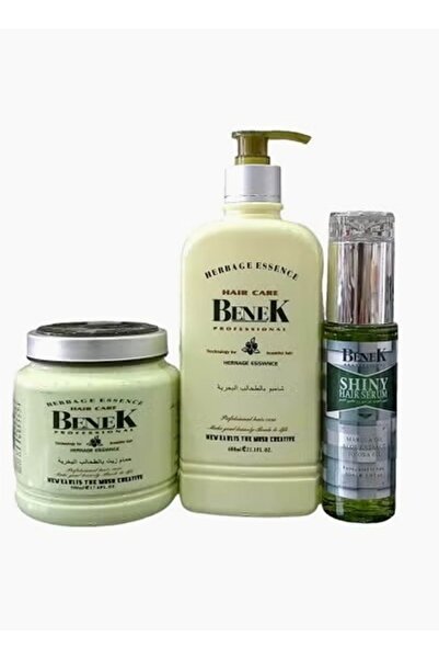 benek مجموعة الطحالب البحرية: شامبو 600 مل، ماسك 500 مل، سيروم 80 مل لعلاج الجفاف والتقصف