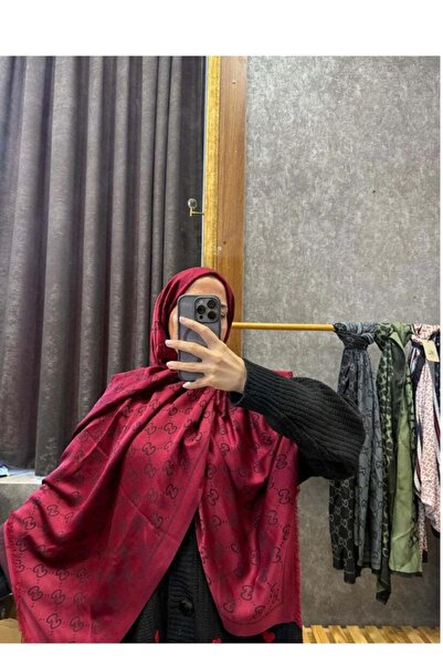 ALLURİNG THE BETTER ONE G Desenli Ipek Kaşmir Çift Taraflı Şal Bordo