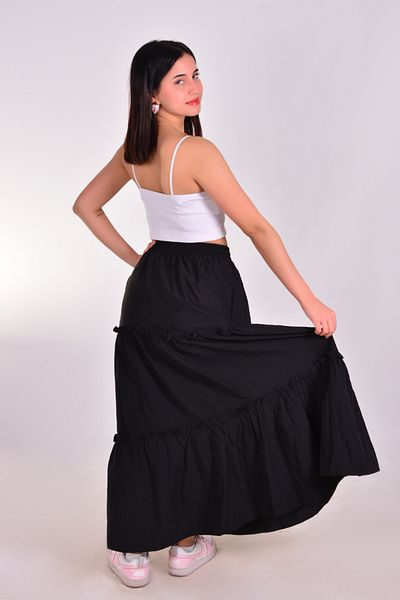 Melike Bakar Boutique Fusta lungă de bază cu talie elastică