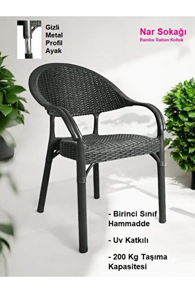 nar sokağı Bambu Rattan Kollu Sandalye Koltuk