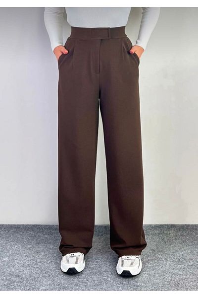 trikomode Brown Lycra Velcro Closure Women's Palazzo Pants
