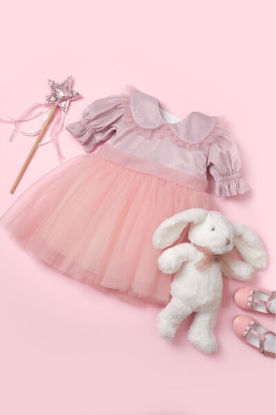 Pinkitokids LORA Bebe Yaka Kız Çocuk Elbise