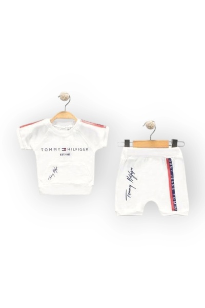 Woops بدلة مزدوجة من Baby Brand Tomm Pattern Interlock مع شورت للجنسين من عمر 6 إلى 24 شهرًا