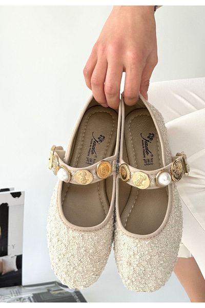 Erbilden Copte Beige Suede Ballerina Shoes
