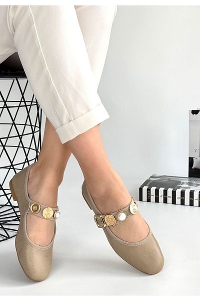 Erbilden Copte Beige Skin Ballerina Shoes