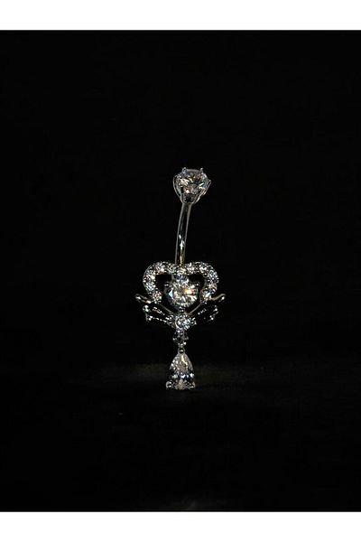 Takayrum Heart Detailed Navel Piercing with Steel Stone