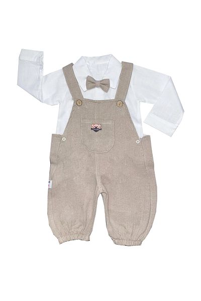 TUOBEBE Cream Linen Shirt Salopet Baby Boy Child 2-Piece Set