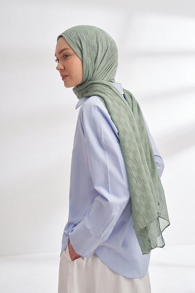 ARMANDA Muslin Checker Pattern Shawl 3350-Mint Green