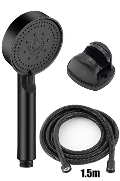 Plodna House Siyah Duş Başlığı Seti – 5 Fonksiyonlu | Yüksek Basınçlı | Su Ta...