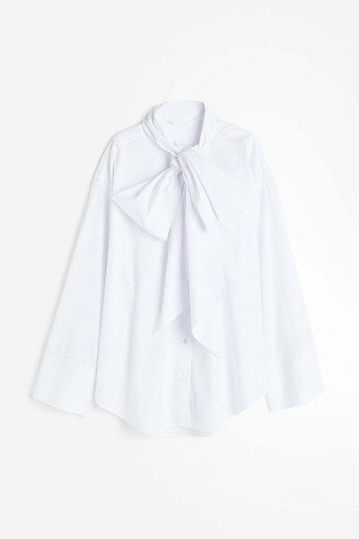 H&M Oversized tie-neck shirt
