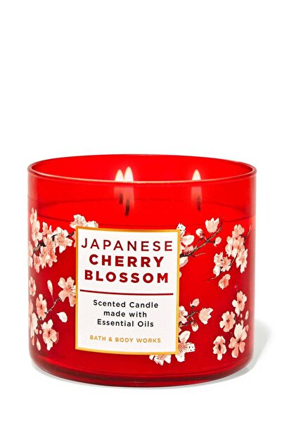 Bath & Body Works شمعة زهر الكرز الياباني بثلاثة فتائل