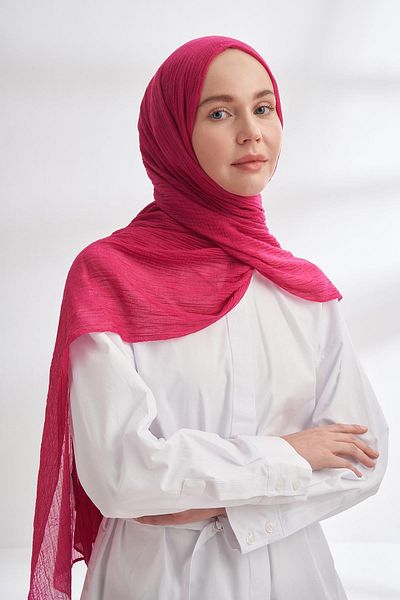 ARMANDA Muslin Checker Pattern Shawl 3350-Fuchsia