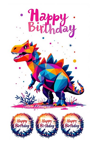 telaşe memuru صورة كعكة وديكور كعكة على شكل ديناصور - طباعة عيد ميلاد على شكل...