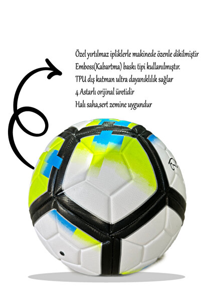 TECHCG Orijinal  4 Astarlı Futbol Topu  Pompalı Sert Zemin Halı Saha 480 Gram...