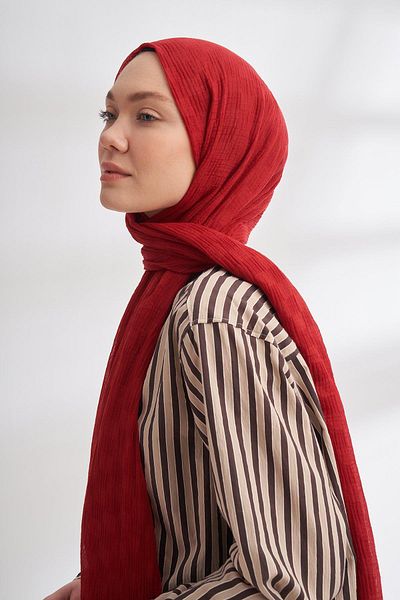 ARMANDA Muslin Checker Pattern Shawl 3350-Red