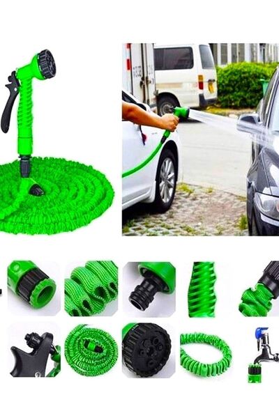STARLİFE Tabancalı Sihirli Uzayan Hortum 15 Metre Bahçe Sulama Araç Yıkama Hortumu 7 Kademeli Başlık